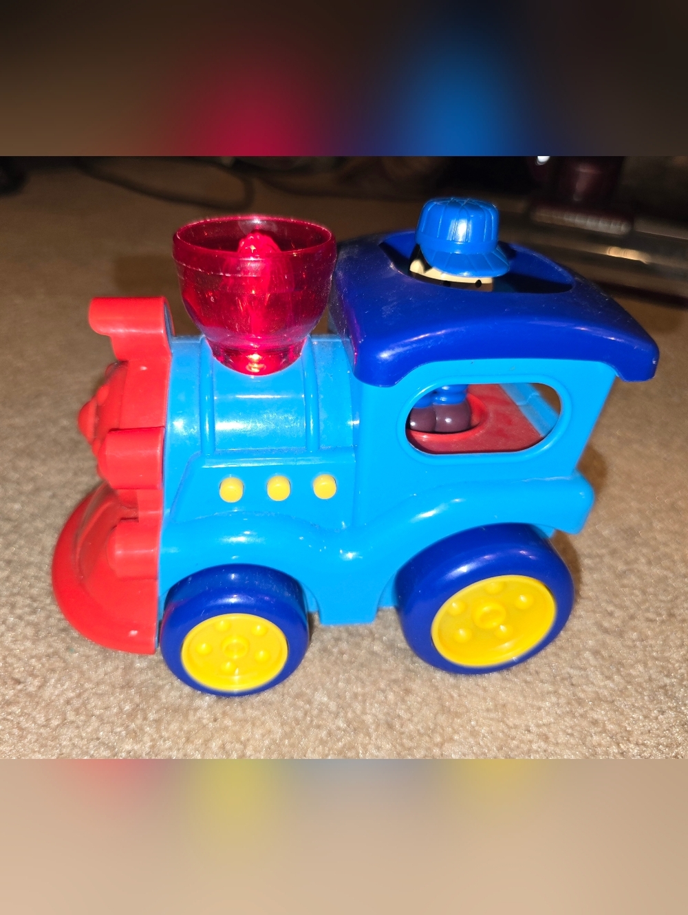 Blue Kids Toy Train with Yellow Wheels - Classic Pull-Along